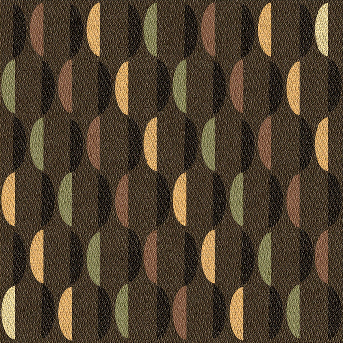 Round Patterned Oak Brown Rug, pat198brn