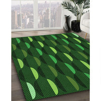 Patterned Dark Forest Green Rug, pat198grn