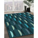 Patterned Dark Cyan Green Rug in Family Room, pat198lblu