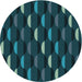 Square Machine Washable Transitional Dark Cyan Green Rug in a Living Room, wshpat198lblu