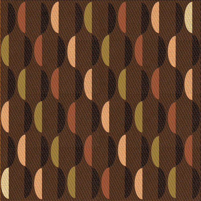 Round Patterned Mahogany Brown Rug, pat198org