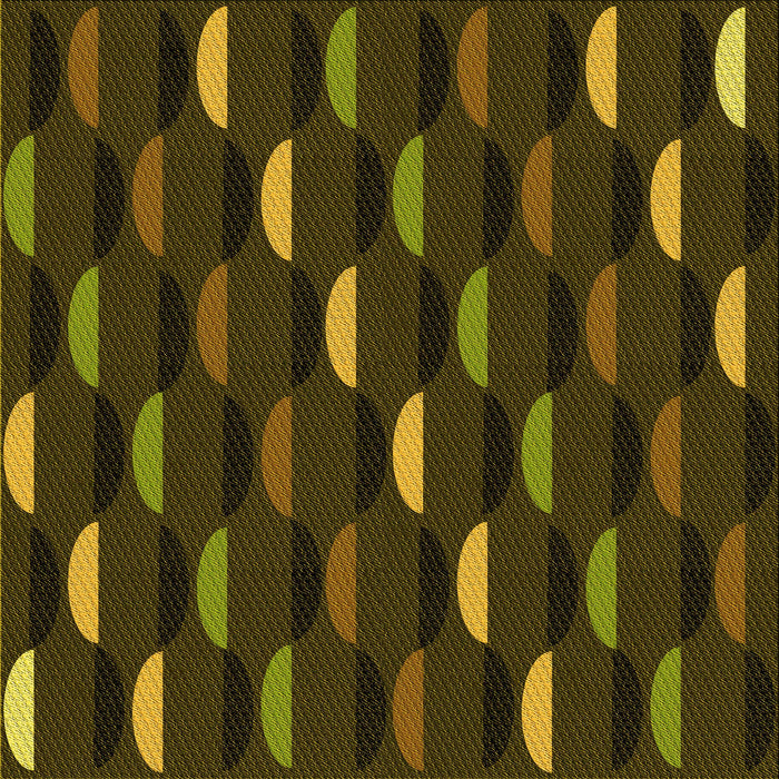 Round Patterned Dark Yellow Green Rug, pat198yw