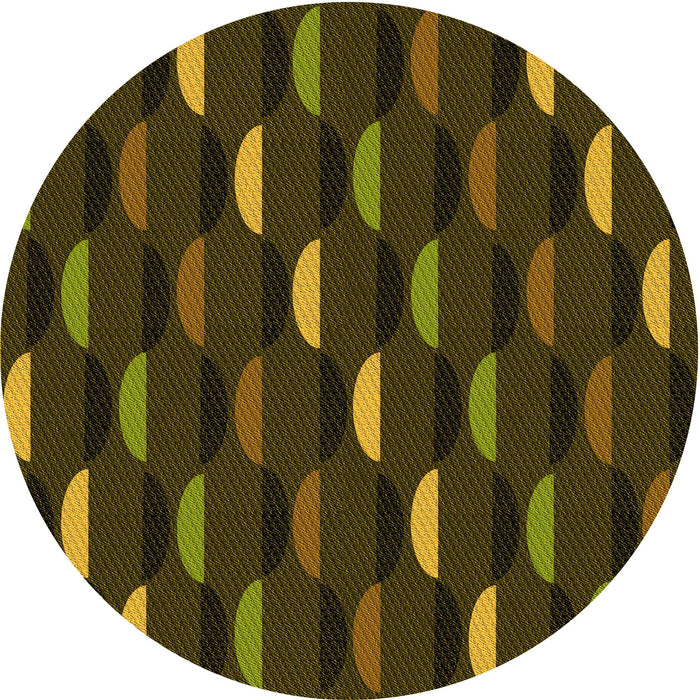 Square Patterned Dark Yellow Green Rug, pat198yw