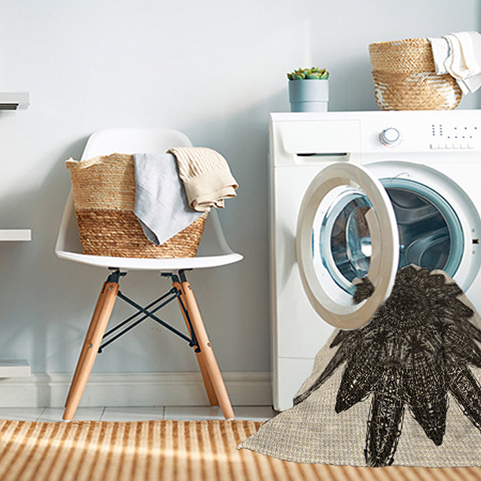 Machine Washable Transitional Midnight Gray Rug in a Washing Machine, wshpat1980brn