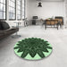 Round Patterned Pastel Green Rug in a Office, pat1980grn