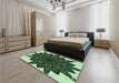 Patterned Pastel Green Rug in a Bedroom, pat1980grn