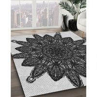 Patterned Charcoal Black Rug, pat1980gry