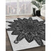 Patterned Charcoal Black Rug in Family Room, pat1980gry