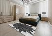 Patterned Charcoal Black Rug in a Bedroom, pat1980gry