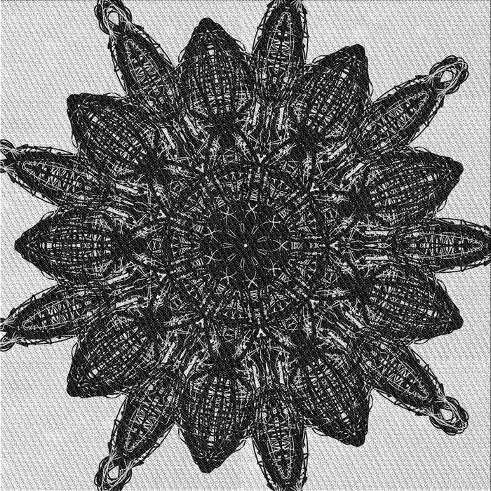 Round Patterned Charcoal Black Rug, pat1980gry