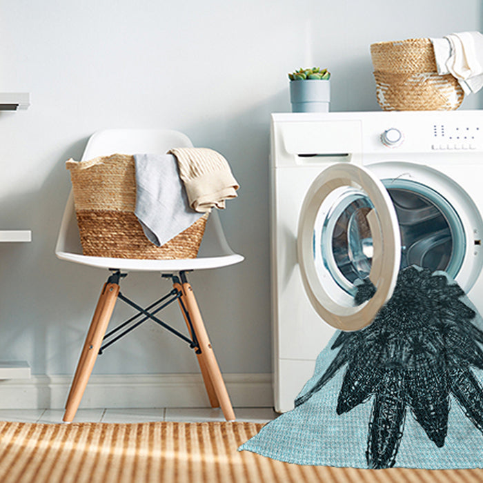 Machine Washable Transitional Blue Rug in a Washing Machine, wshpat1980lblu