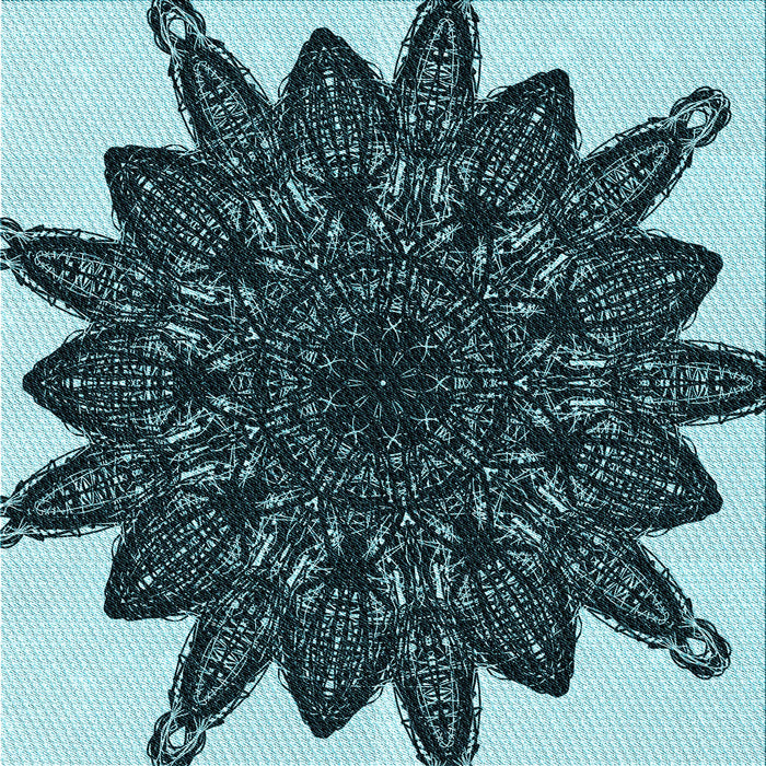 Round Patterned Blue Rug, pat1980lblu