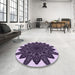 Round Patterned Dark Purple Rug in a Office, pat1980pur