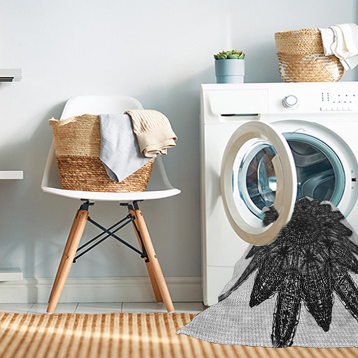 Machine Washable Transitional Midnight Gray Rug in a Washing Machine, wshpat1980