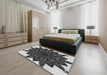 Machine Washable Transitional Midnight Gray Rug in a Bedroom, wshpat1980