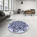 Round Patterned Blue Rug in a Office, pat1981blu