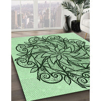 Patterned Pale Green Rug, pat1981grn