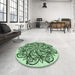 Round Patterned Pale Green Rug in a Office, pat1981grn