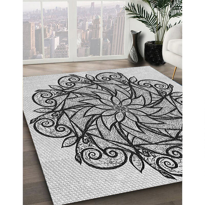 Patterned Gray Rug in Family Room, pat1981gry