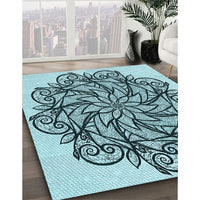 Patterned Electric Blue Rug, pat1981lblu