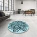 Round Patterned Electric Blue Rug in a Office, pat1981lblu