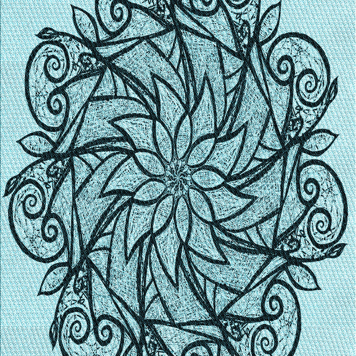 Machine Washable Transitional Electric Blue Rug, wshpat1981lblu