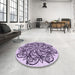 Round Patterned Purple Rug in a Office, pat1981pur