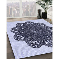 Patterned Dark Slate Blue Purple Rug, pat1982blu