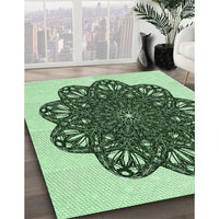 Patterned Medium Forest Green Rug, pat1982grn