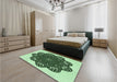 Patterned Medium Forest Green Rug in a Bedroom, pat1982grn