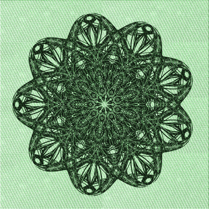 Round Patterned Medium Forest Green Rug, pat1982grn