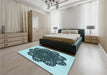 Patterned Medium Teal Green Rug in a Bedroom, pat1982lblu