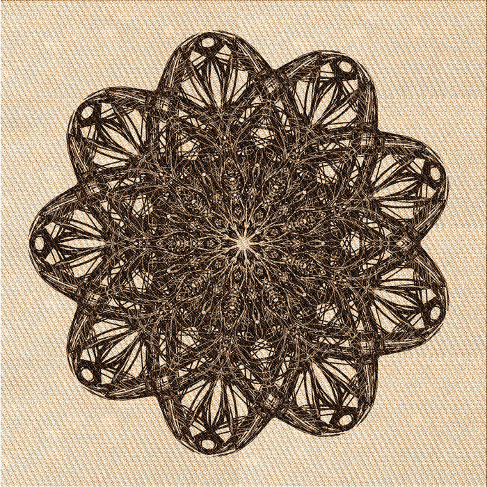 Round Patterned Deep Peach Orange Rug, pat1982org