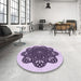 Round Patterned Blossom Pink Rug in a Office, pat1982pur