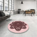 Round Patterned Brown Red Rug in a Office, pat1982rd