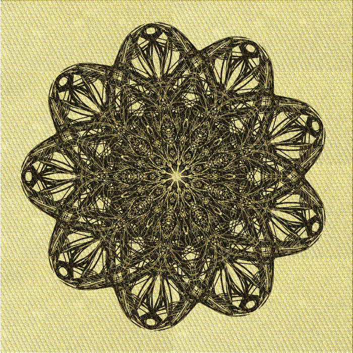 Round Machine Washable Transitional Mustard Yellow Rug, wshpat1982yw