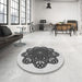 Round Patterned Platinum Gray Novelty Rug in a Office, pat1982