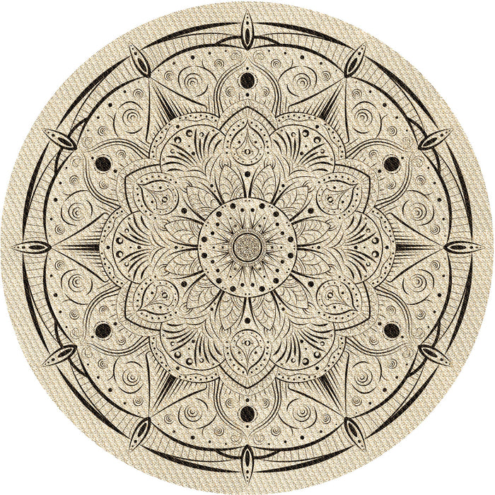 Square Patterned Moccasin Beige Rug, pat1983brn