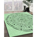 Machine Washable Transitional Mint Green Rug in a Family Room, wshpat1983grn