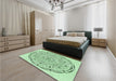 Round Machine Washable Transitional Mint Green Rug in a Office, wshpat1983grn