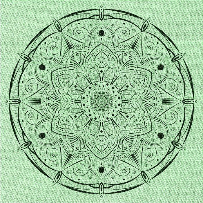 Round Patterned Mint Green Rug, pat1983grn