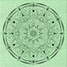 Round Patterned Mint Green Rug, pat1983grn