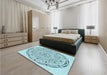 Patterned Electric Blue Rug in a Bedroom, pat1983lblu