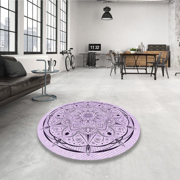 Round Patterned Lilac Purple Rug in a Office, pat1983pur