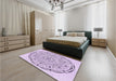 Round Machine Washable Transitional Lilac Purple Rug in a Office, wshpat1983pur