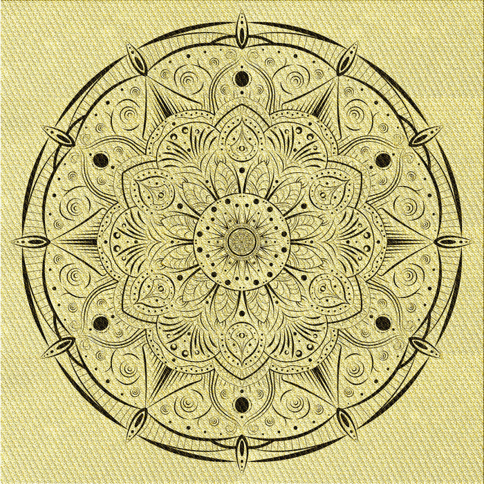 Round Patterned Sun Yellow Rug, pat1983yw