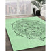 Machine Washable Transitional Mint Green Rug in a Family Room, wshpat1984grn