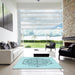 Square Patterned Electric Blue Rug in a Living Room, pat1984lblu