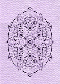 Machine Washable Transitional Lilac Purple Rug, wshpat1984pur