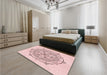 Round Machine Washable Transitional Pink Rug in a Office, wshpat1984rd